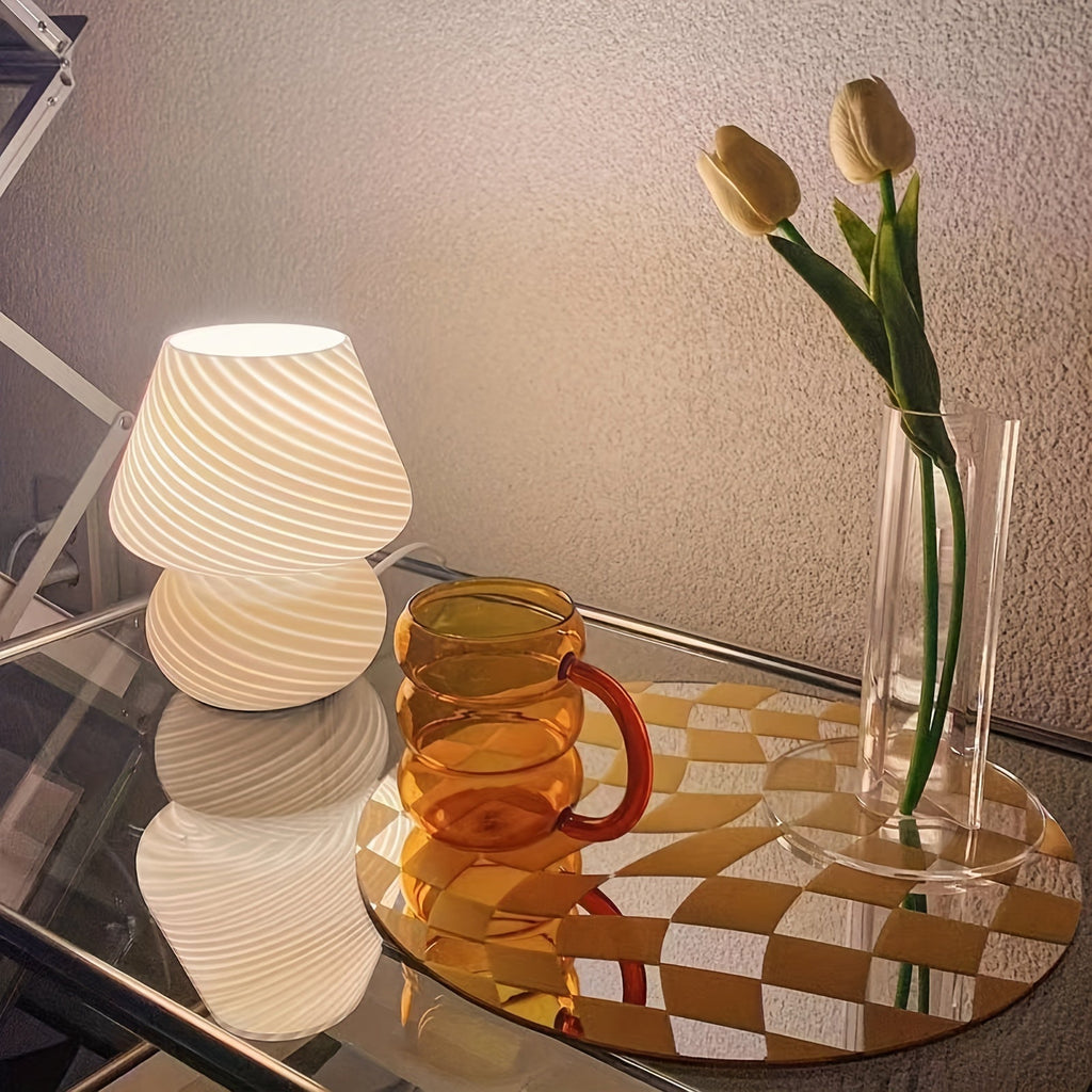 Murano-Style Glass Mushroom Lamp | USB Dimmable Table Light