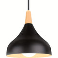 Modern Teardrop Pendant Light | Metal & Wood Hanging Lamp