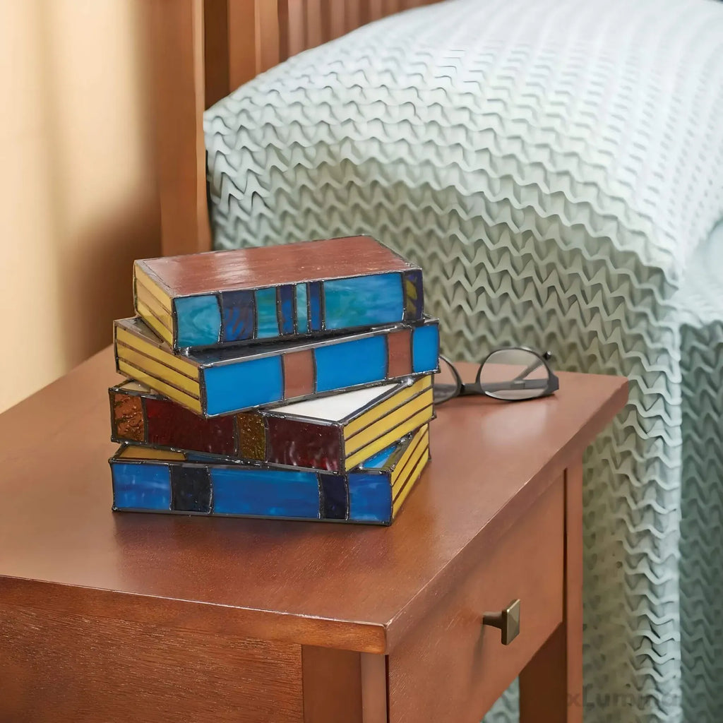 Stained Glass Book Lamp | Handcrafted Art Lighting