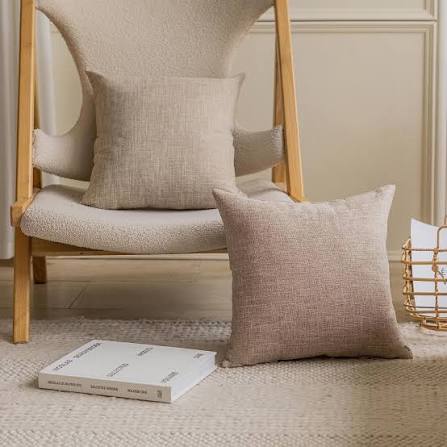 Textured Linen Throw Pillow Cover — Neutral Tone